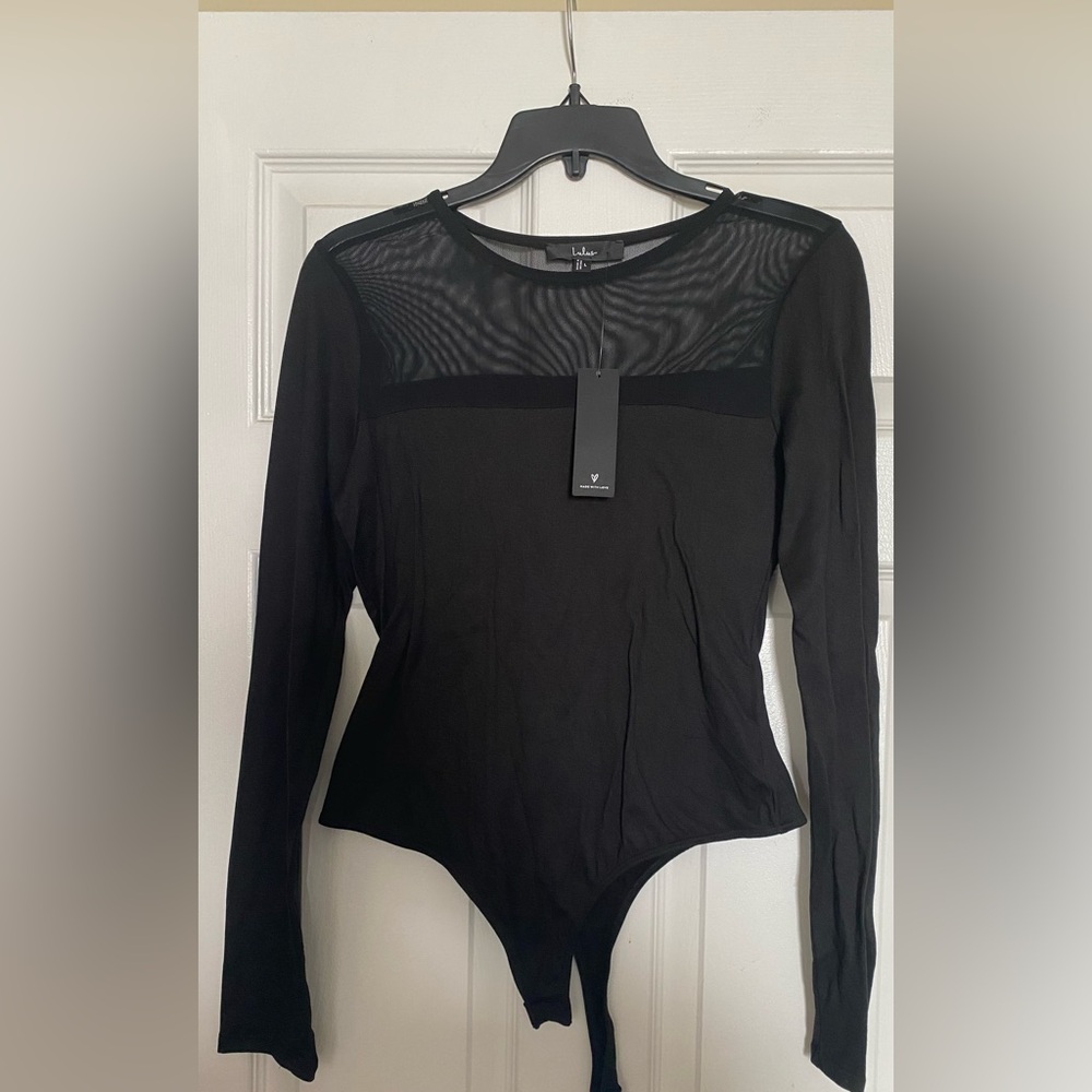 Lulu's Black Sheer Panel Bodysuit